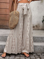 Casual Floral Lace-Up Lace-Up Loose Long Pants