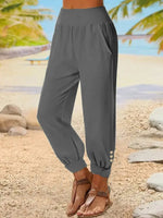Casual Plain Loose Ankle Pants