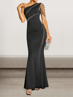 Sexy Sleeveless One Shoulder Plain Tight Maxi Dress