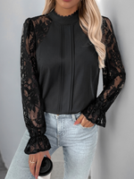 Casual Long Sleeve Turtleneck Heart/Cordate Loose Regular Blouse