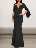 Sexy Long Sleeve Plain Tight Maxi Dress