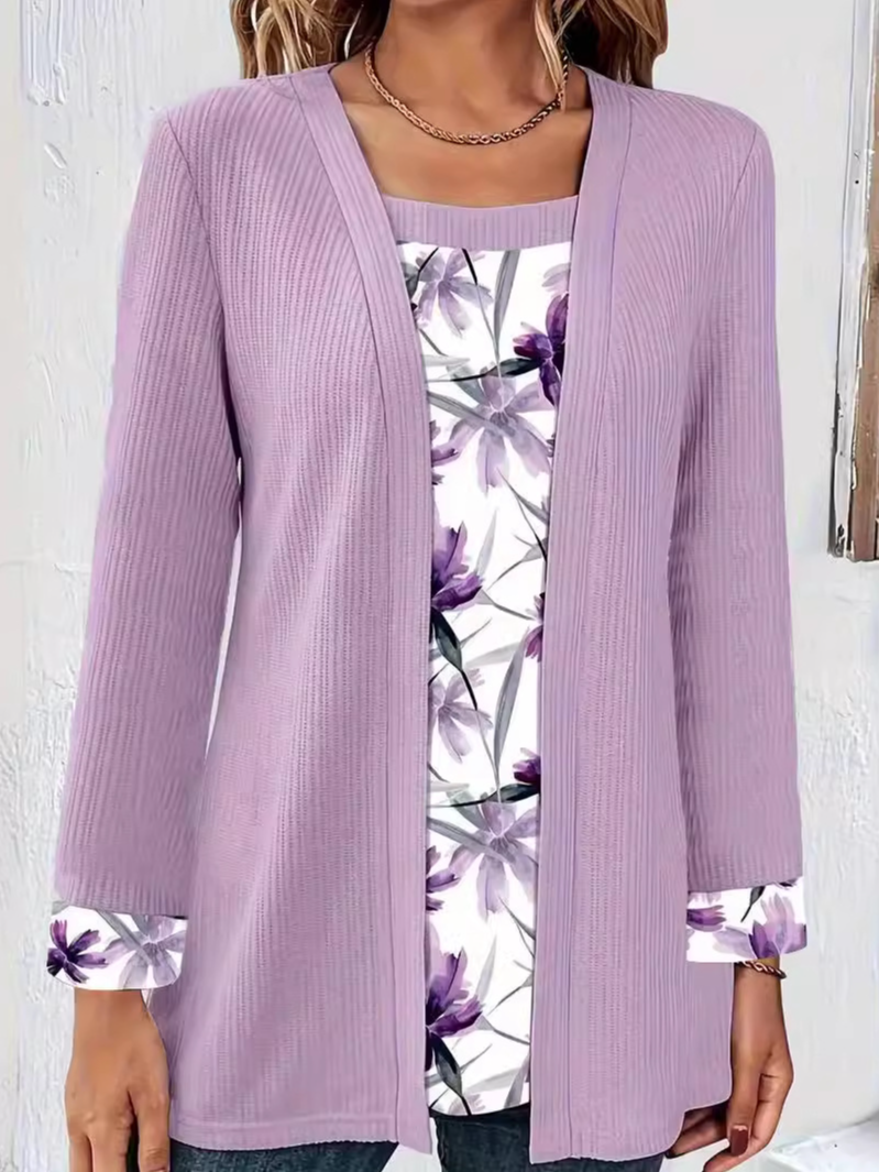 Casual Long Sleeve Square Neck Floral Loose Regular Blouse