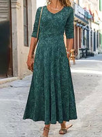 Casual Long Sleeve Hoodie Floral Loose Maxi Dress