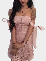 NEW FEELING Womens Pink Off The Shoulder Dresses