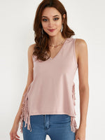Wholesale Plain Tassel Slit Sleeveless Bodycon Hem Tank Top