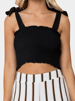 Wholesale Off The Shoulder Cut Out Pleated Spaghetti Strap Sleeveless Black Camis
