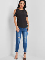 NEW FEELING Womens Black T-Shirts