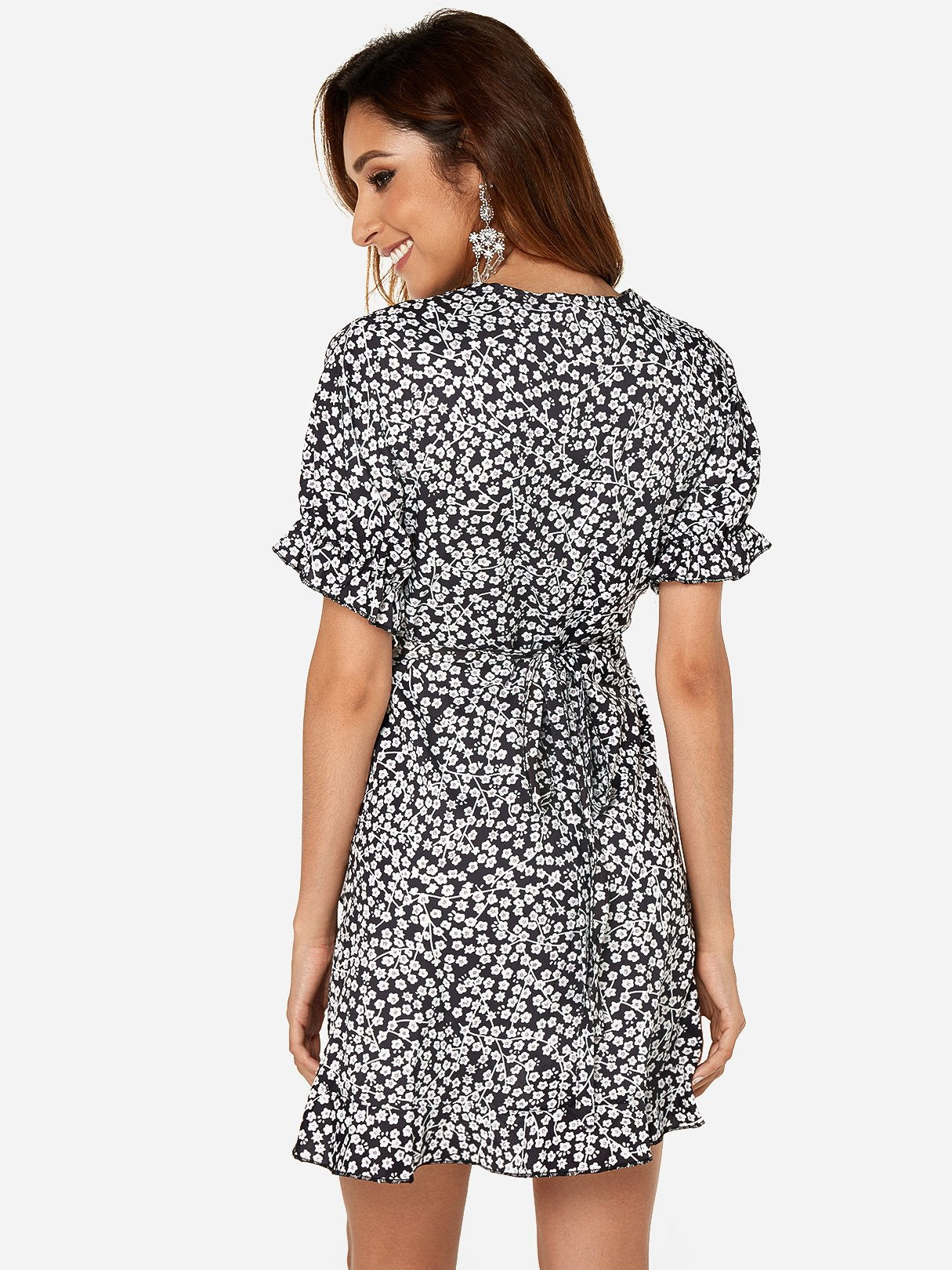 NEW FEELING Womens Black V-Neck Dresses