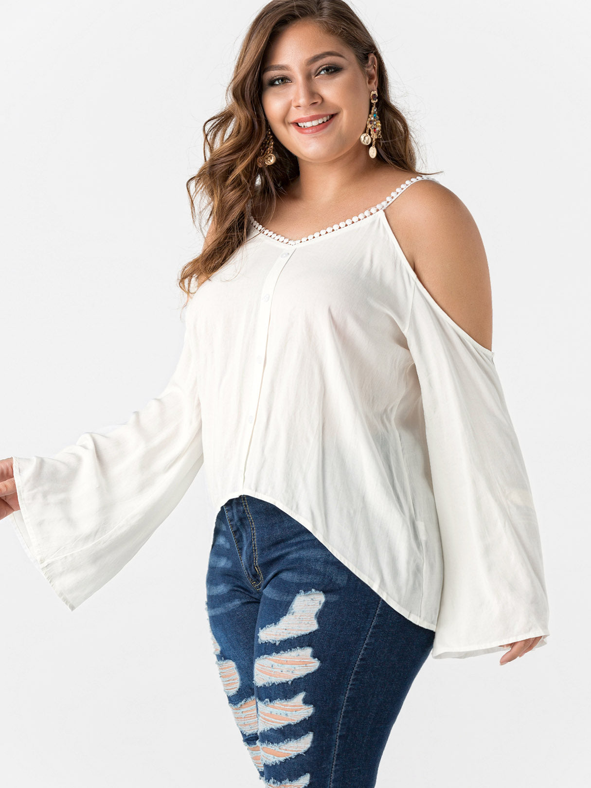 OEM Ladies White Plus Size Tops