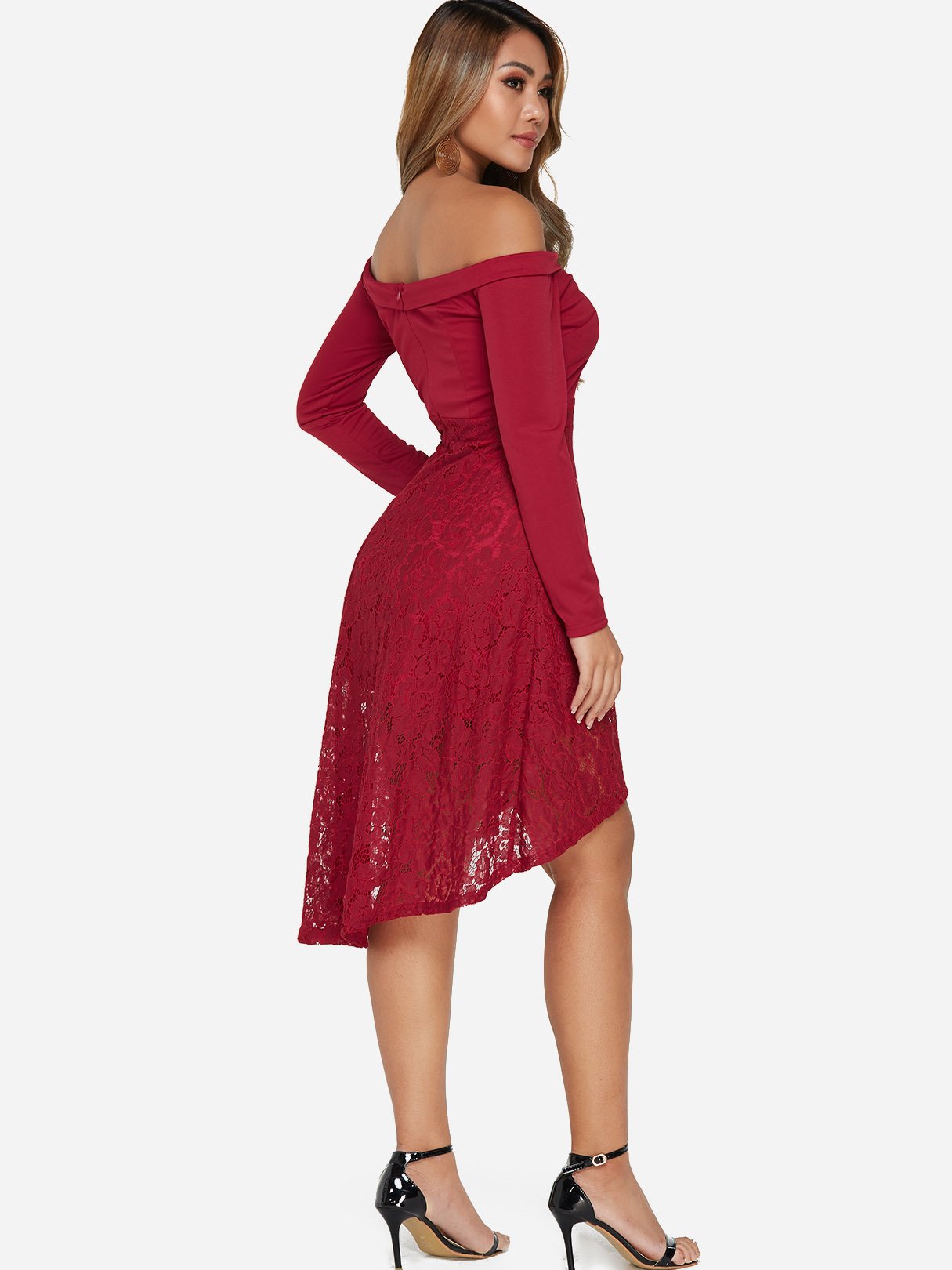NEW FEELING Womens Red Off The Shoulder Dresses
