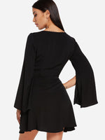 NEW FEELING Womens Black V-Neck Dresses