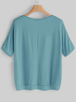 NEW FEELING Womens Green Plus Size Tops