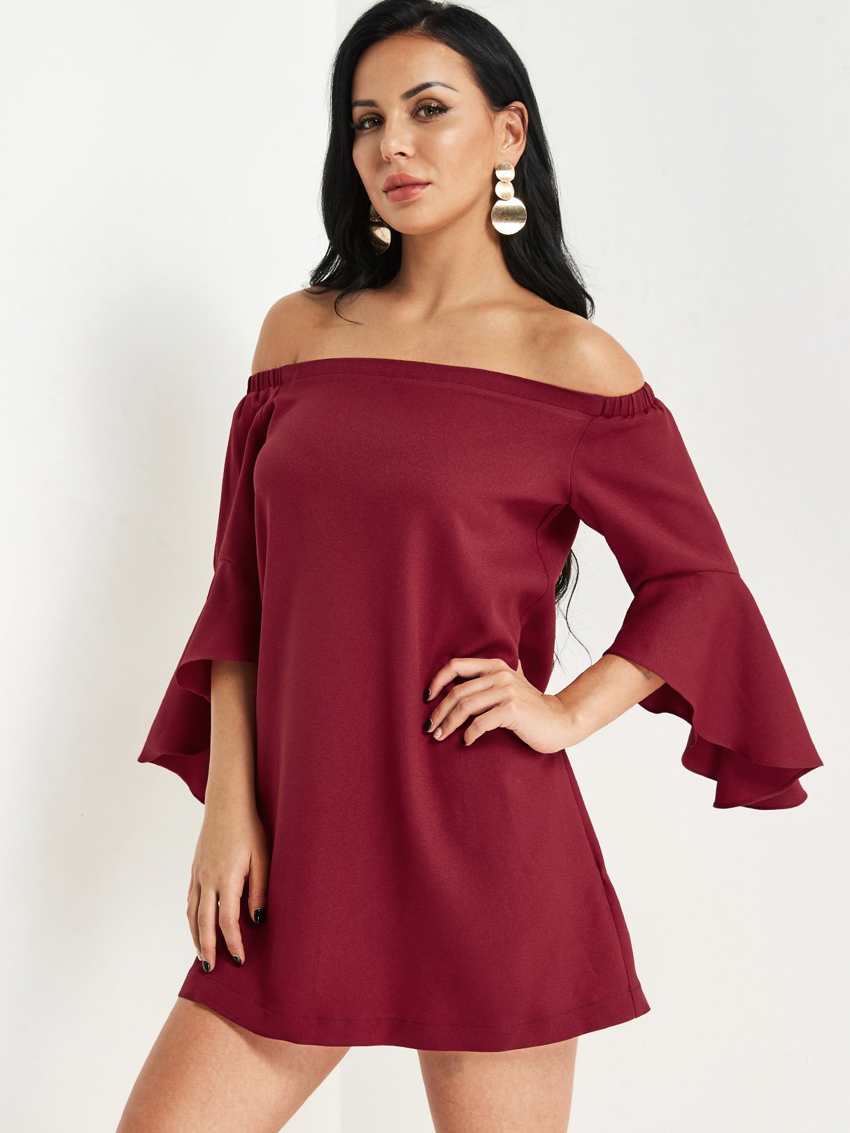 OEM Ladies Red Off The Shoulder Dresses