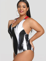 OEM Ladies Color Block Plus Size Swimwear