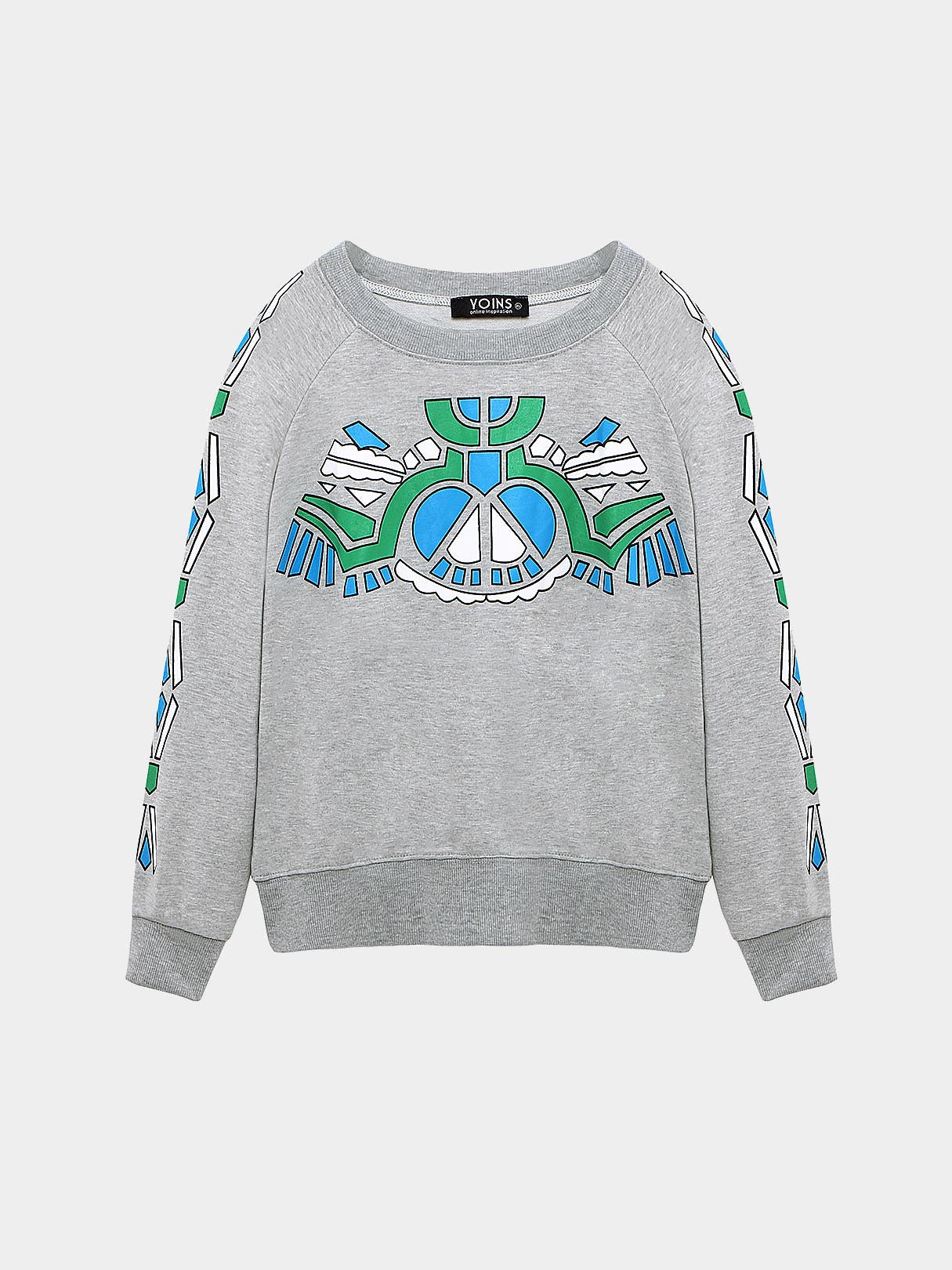 Wholesale Crew Neck Long Sleeve Grey Plus Size Tops