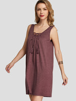 OEM Ladies Burgundy V-Neck Dresses