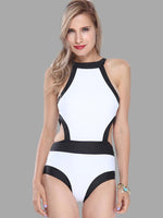 Wholesale High Neck Sleeveless Backless Cut Out One-Pieces