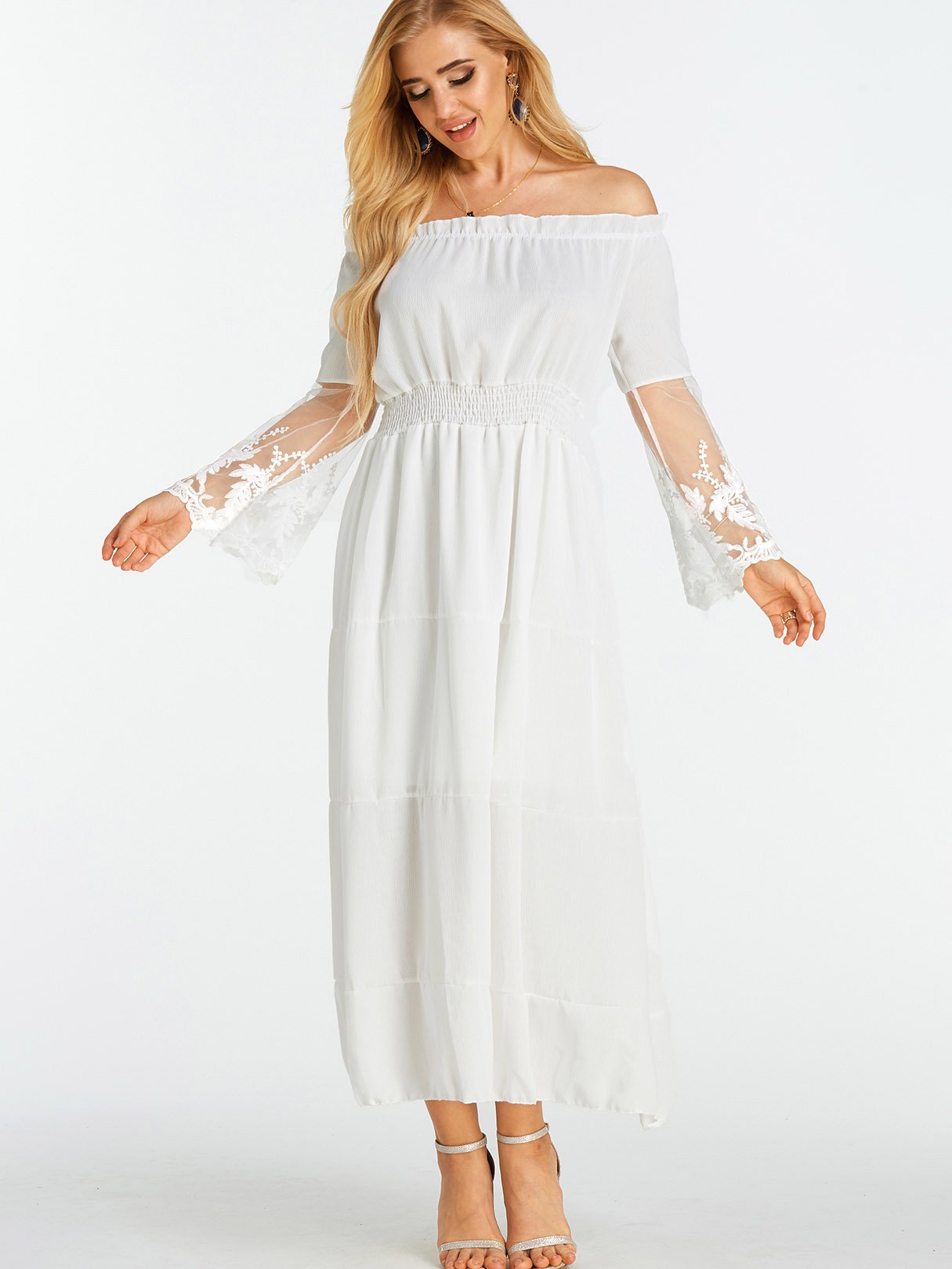 OEM Ladies White Off The Shoulder Dresses