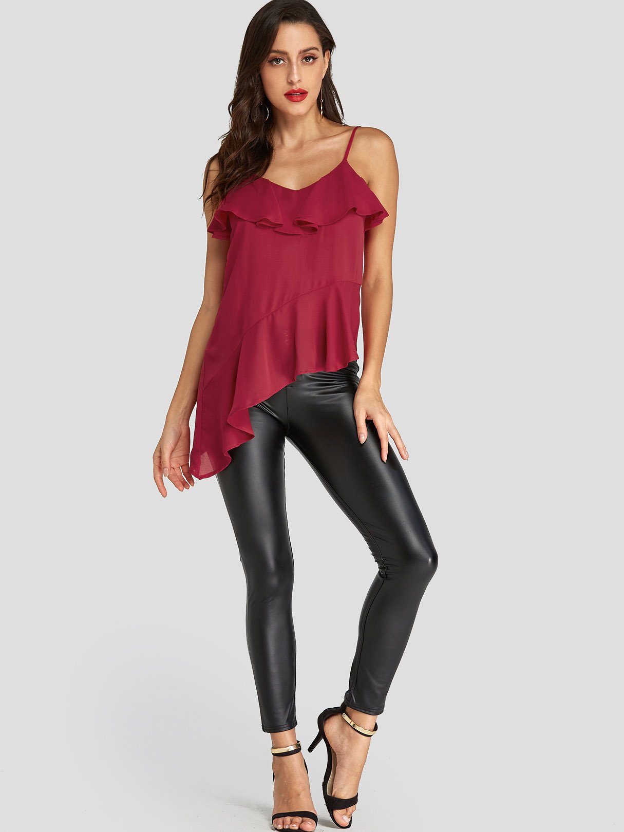 NEW FEELING Womens Burgundy Camis