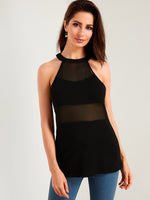 Wholesale See Through Design Plain Halter Sleeveless Camis