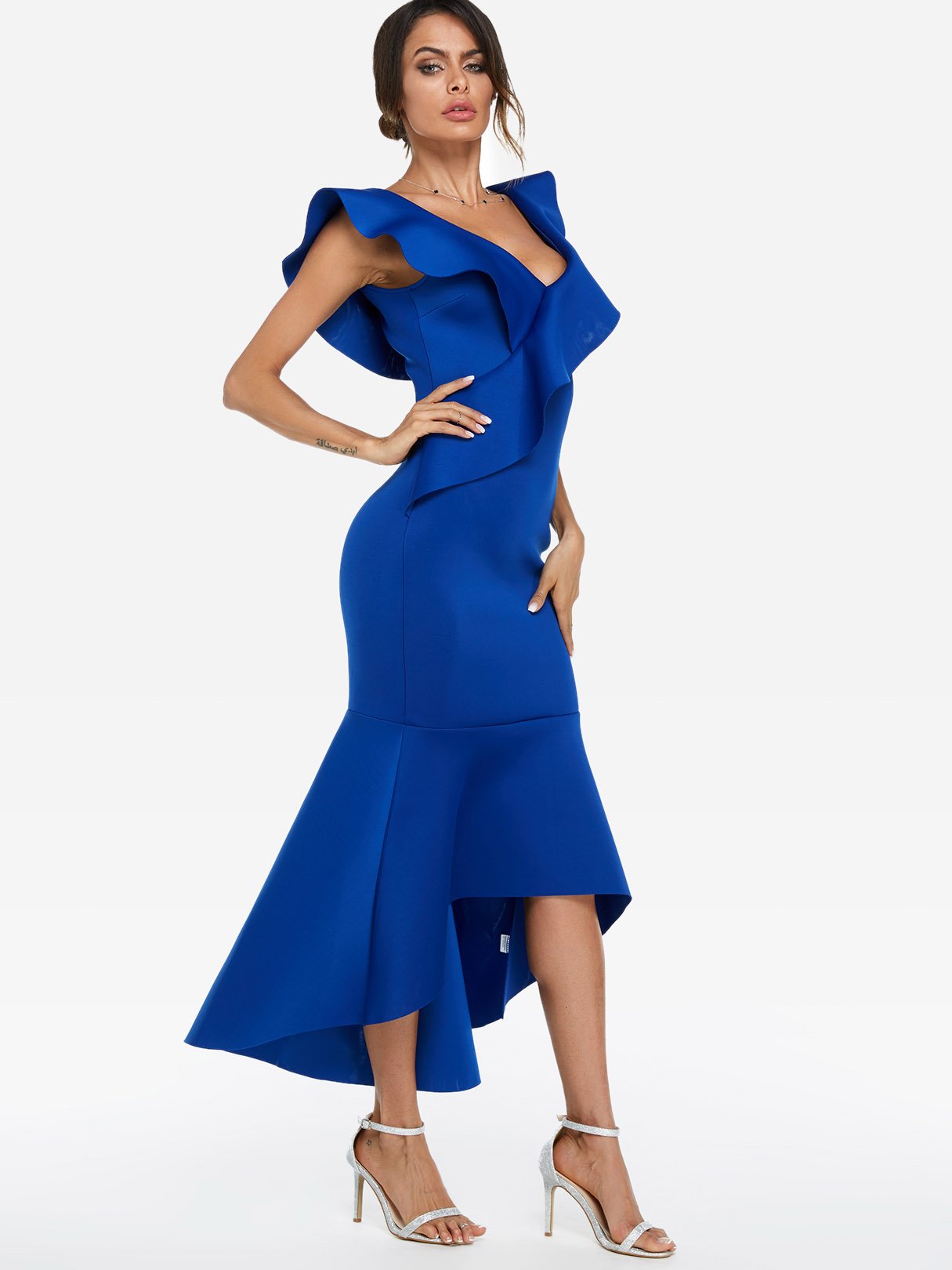 OEM Ladies Blue Off The Shoulder Dresses