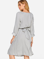 NEW FEELING Womens Grey V-Neck Dresses