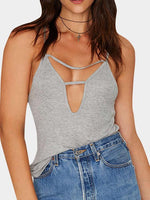 Wholesale Cut Out Sleeveless Gray Camis