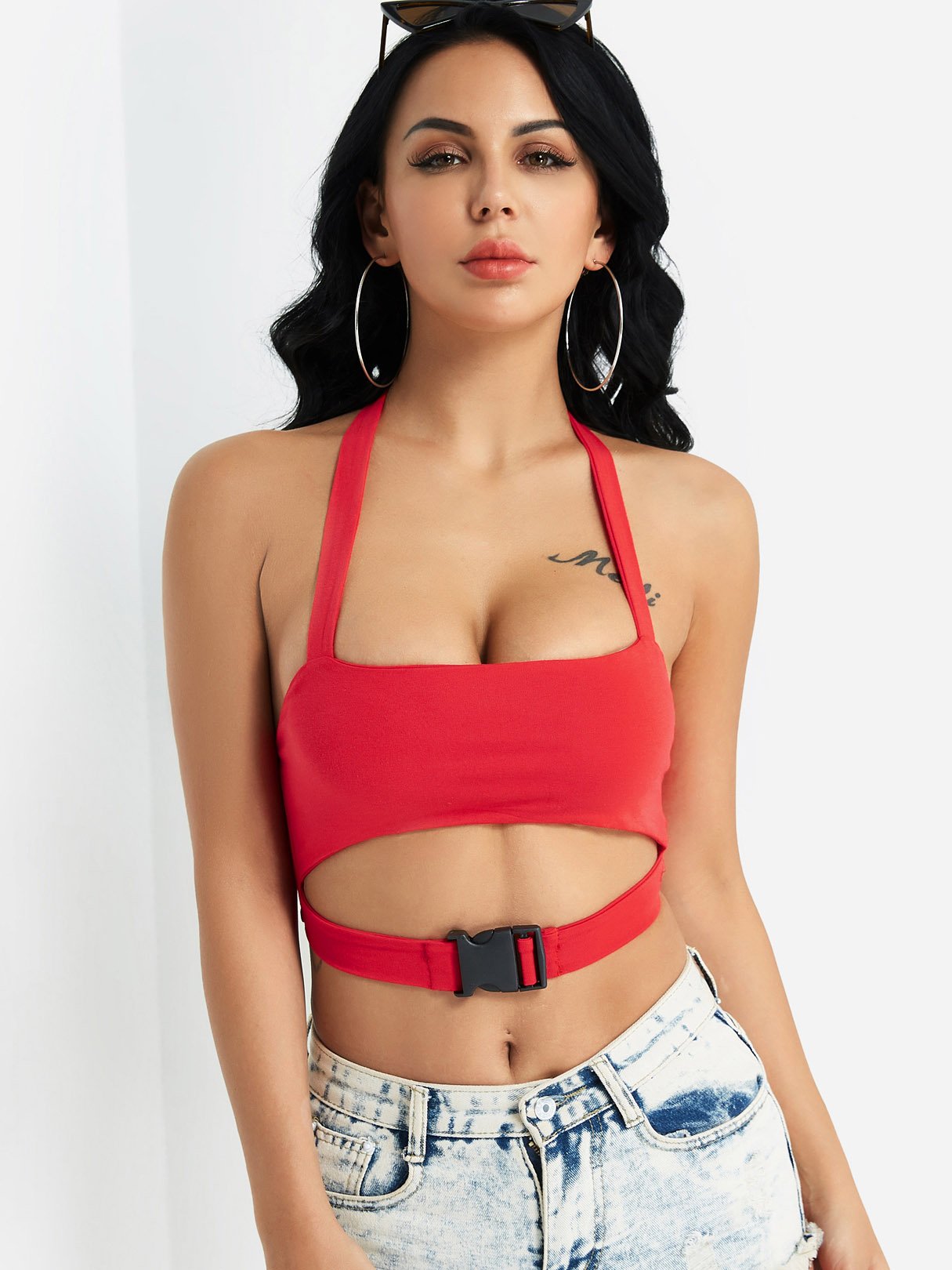 Wholesale Halter Plain Sleeveless Red Camis