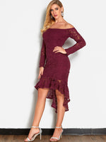 OEM Ladies Burgundy Off The Shoulder Dresses