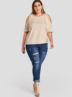 NEW FEELING Womens Nude Plus Size Tops