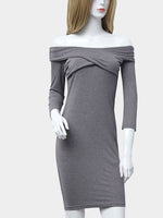 NEW FEELING Womens Grey Off The Shoulder Dresses