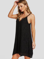 OEM Ladies Black V-Neck Dresses