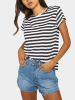 Wholesale Round Neck Stripe Short Sleeve T-Shirt