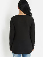 NEW FEELING Womens Black T-Shirts