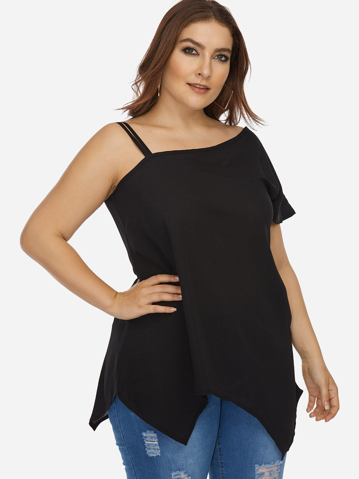 OEM Ladies Black Plus Size Tops