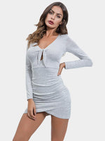 OEM Ladies Grey V-Neck Dresses