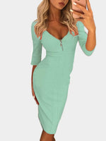 NEW FEELING Womens Green V-Neck Dresses