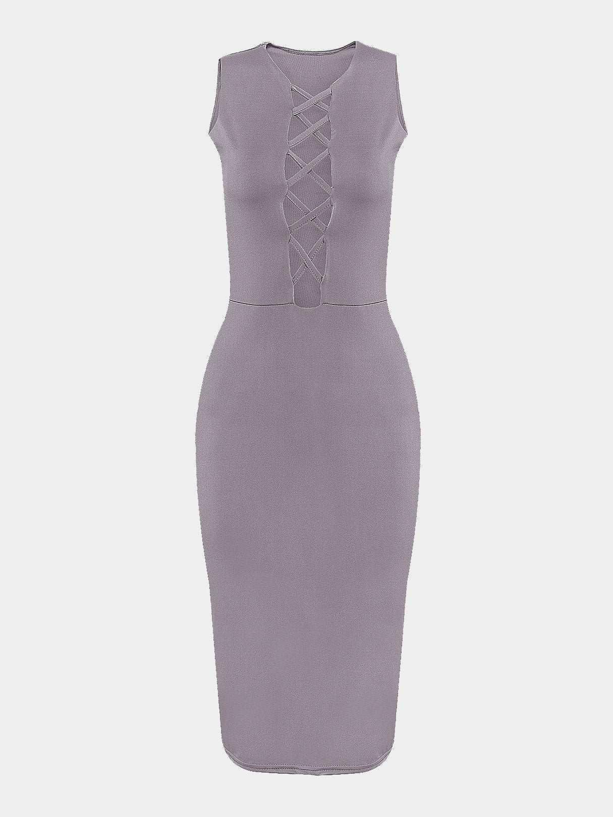 Wholesale Crew Neck Sleeveless Plain Midi Dress