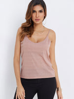 Wholesale Scoop Neck Plain Spaghetti Strap Sleeveless Pink Camis