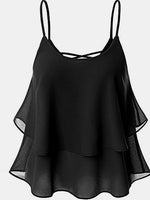 NEW FEELING Womens Black Camis