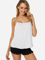 Wholesale Square Neck Lace Sleeveless Ruffle Hem White Camis