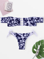 Wholesale Off The Shoulder Sleeveless Floral Print Bikinis