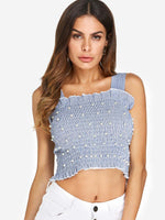 Wholesale Square Neck Stripe Sleeveless Blue Camis
