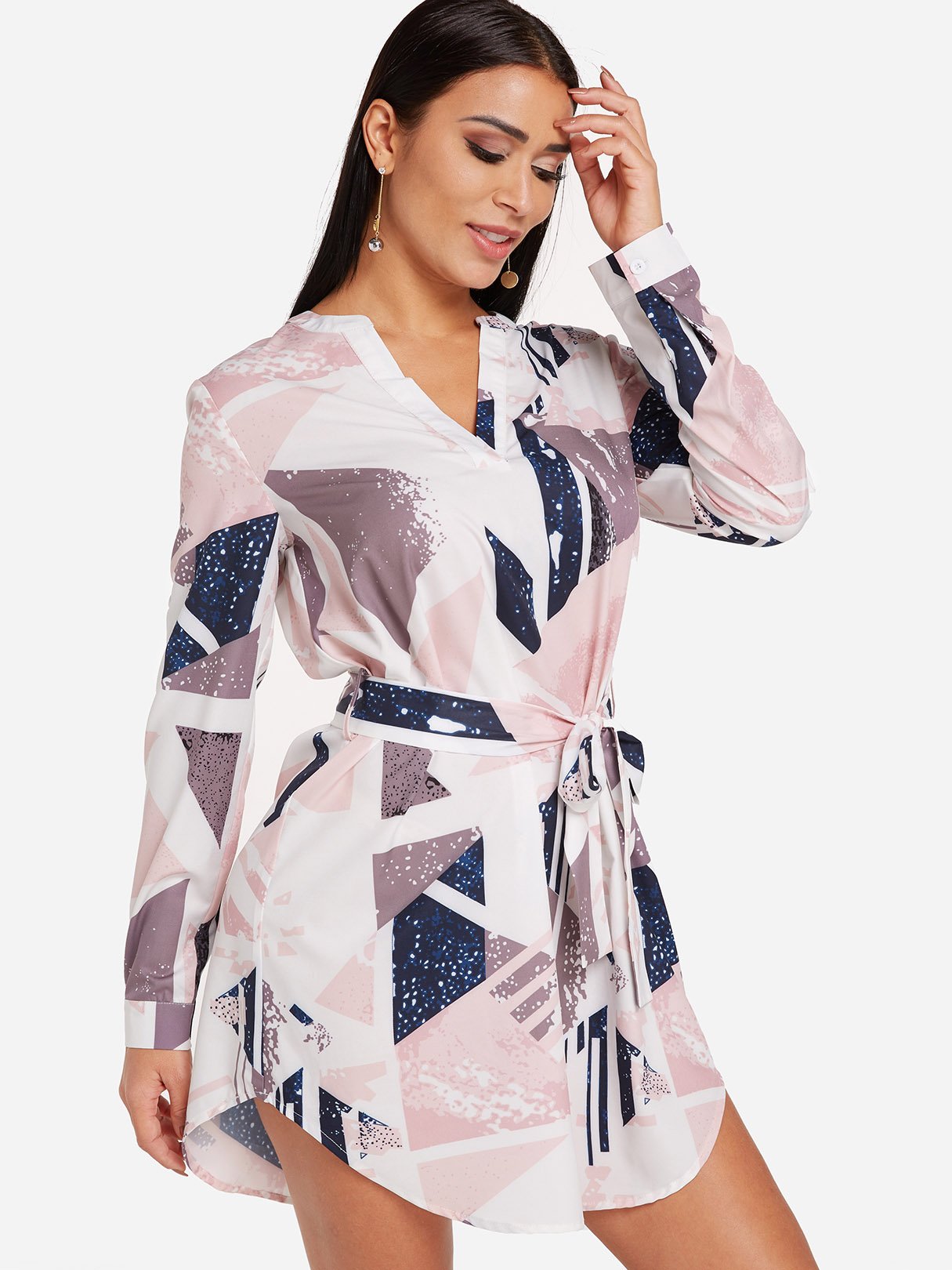 OEM Ladies White V-Neck Dresses
