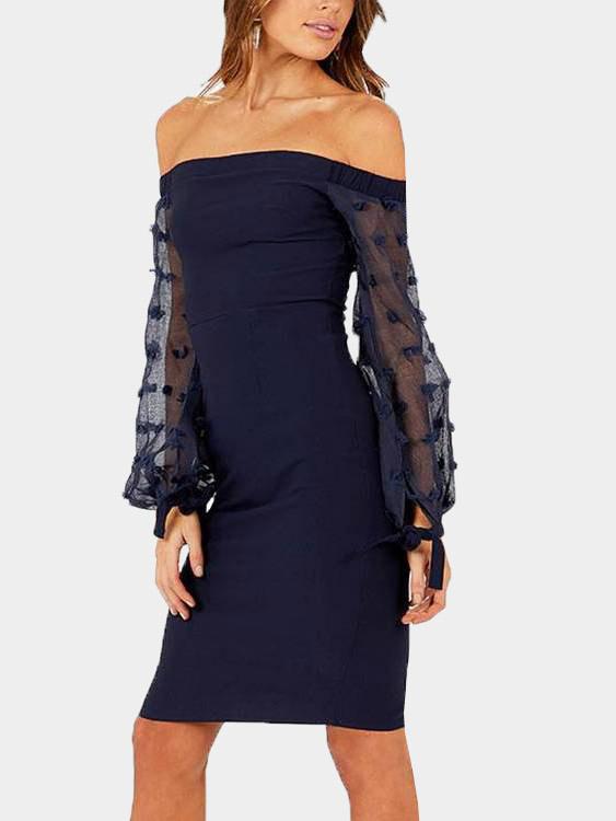OEM ODM Womens Navy Off The Shoulder Dresses