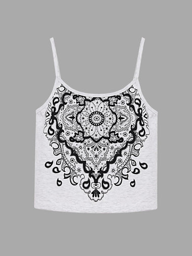 Wholesale Round Neck Vintage Backless Sleeveless Grey Camis