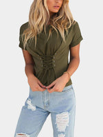 NEW FEELING Womens Army Green T-Shirts