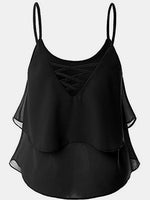 Wholesale Round Neck Lace-Up Sleeveless Black Cami