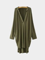 Wholesale V-Neck Long Sleeve Green Dresses