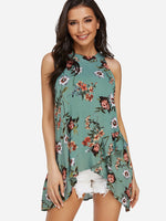Wholesale Floral Print Sleeveless Green Camis